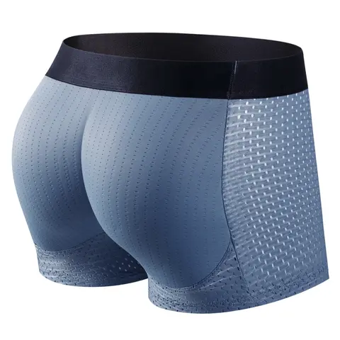 남성 트렁크 내장 가짜 엉덩이 엉덩이 기중 장치 강화제 반바지 복서 팬티 패딩 속옷 Shapewear 속옷 나일론 통기성