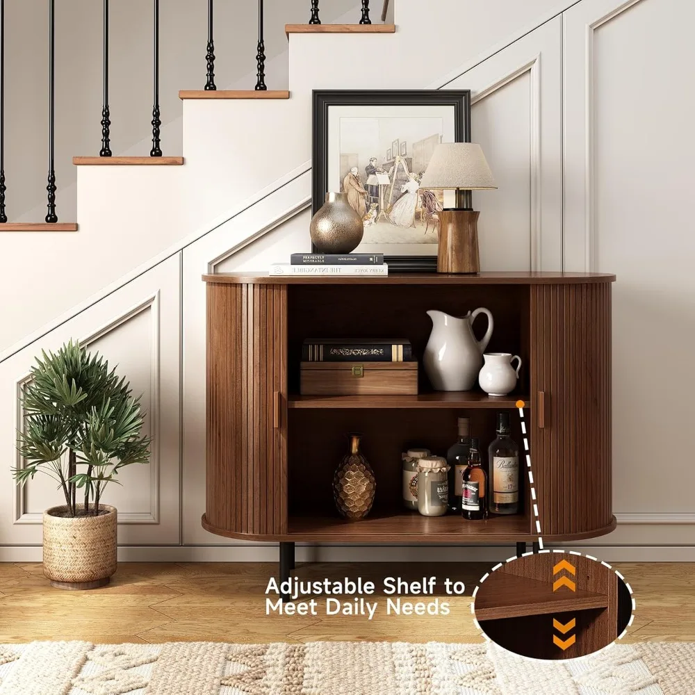 Sideboard-Buffetschrank mit Stauraum, 40-Zoll-Aufbewahrungsschrank mit Schiebetür und verstellbarem Regal, moderner Kaffeebar-Schrank mit Akzent