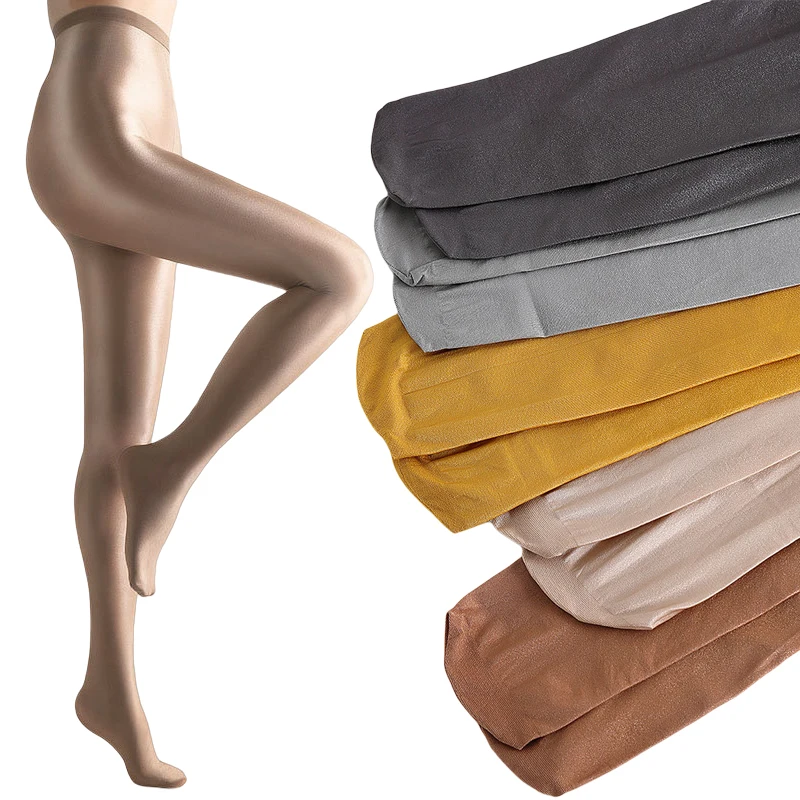

70 Den Oily Shiny Dance Tights Metallic High Glossy Footed Pantyhose Plus Size for Women Nightclub Catwalk