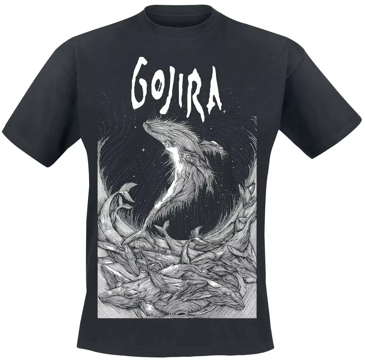 

Woodblock Whales Gojira T-Shirt Trendy Printed Brand Men's Women's T-shirt Short Sleeve Round Neck Versatile Loose T-shirt