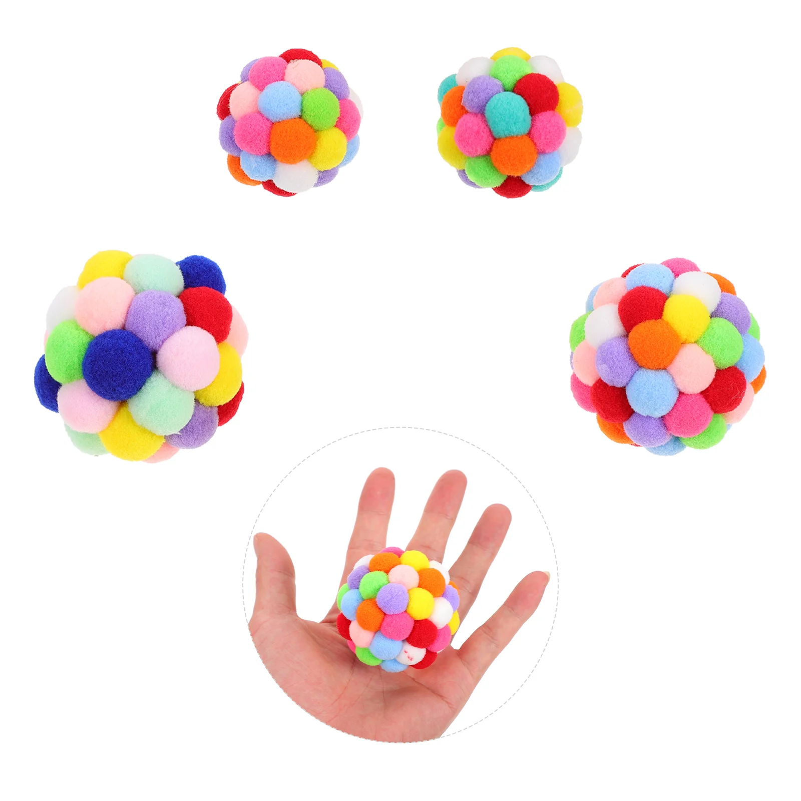 

4pcs Creative Cat Teasing Ball Toy Adorable Colorful Cat Chew Toy Pet Plaything plush ball cat toy cat teasing toy
