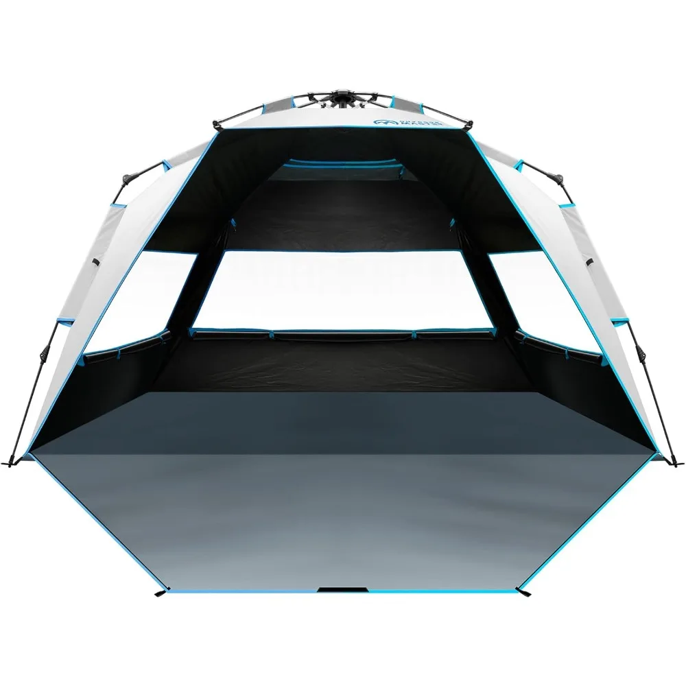 

Beach Tent with Blackout Shelter Technology, Portable Beach Shade Sun Shelter Canopy for 4-6 Person with UPF 50+ UV Protection,