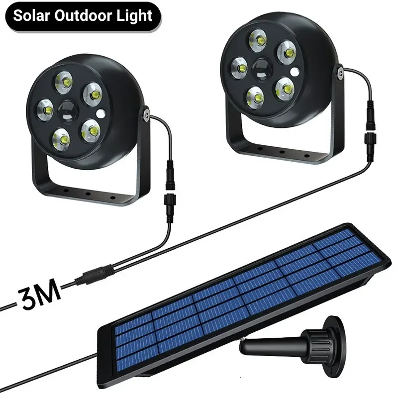 2 Heads Solar Outdoor Lights Motion Sensor Waterproof Landscape Garden Flood Light Imitation Monitor Yard Wall LED Soptlight