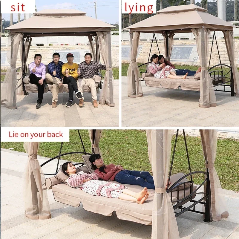 #JMulti Function Garden Swing Seat Patio Swing Bed Canopy Outdoor Furniture Set view 3