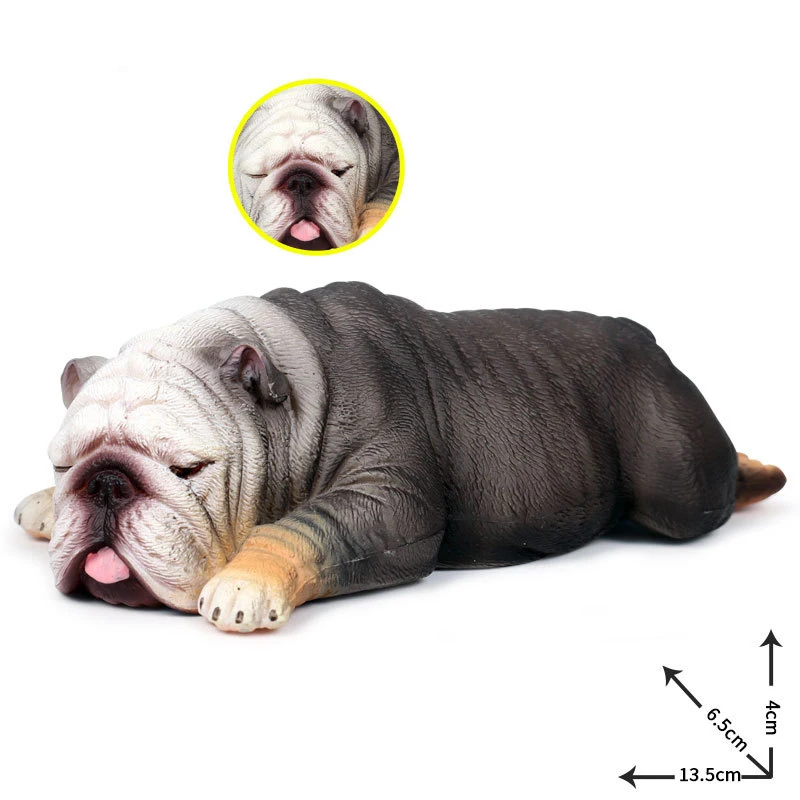 Children\'s Simulation Static Solid Wild Animal Model Large Sleepy English Bulldog Pet Dog Figures Toy Birthday Present Ornament