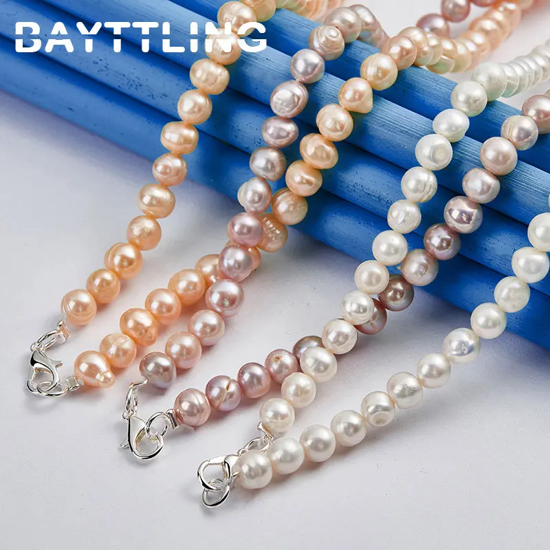 Charm 925 Sterling Silver 40/45/50 Inches Elegant Pearl Necklace Women Fashion Temperament Wedding Party Jewelry Accessories