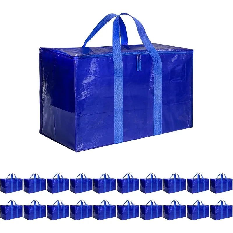 

20 Pack Moving Bags, Heavy Duty Storage Totes with Lids, Sturdy Handles& Zipper, Moving Boxes Alternative, Extra Large,
