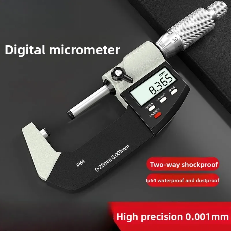High Precision Digital Micrometer, 0.001mm Resolution Mechanical Dual-use Outside Micrometer