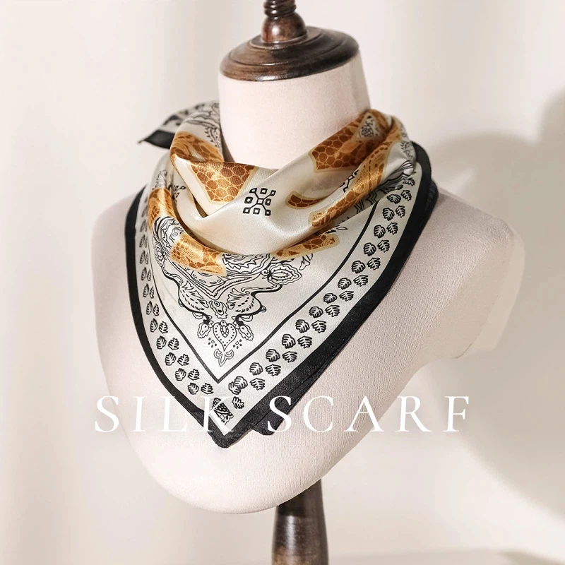 Luxury fashion 100% Natural Silk Square Scarf Women Neckscarf Scarves Shawls Wraps Pashmina Summer Hijab Bandana Kerchief