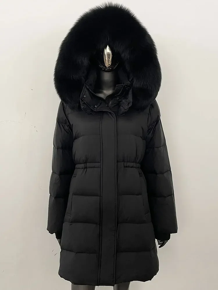 جديد أزياء المرأة الطبيعية الراكون الثعلب الفراء طوق ملابس خارجية عارضة الفراء الحقيقي سميكة معطف دافئ الشتاء سترة طويلة مقنعين