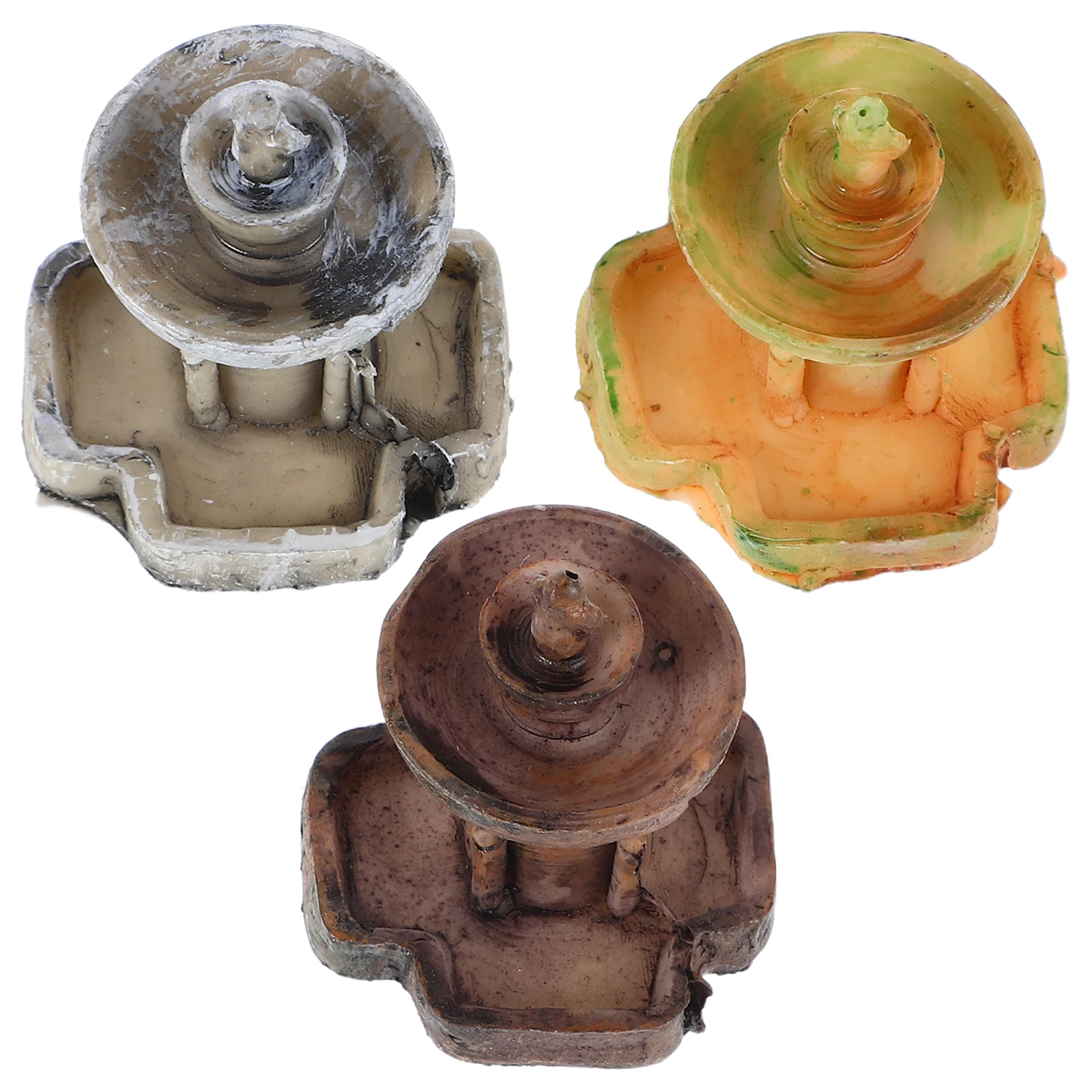 

3 Pcs Mini Resin Fountain Decor Micro Landscape Accessories Terrarium Figurines Zen Garden Supplies Statue Prop Landscaping