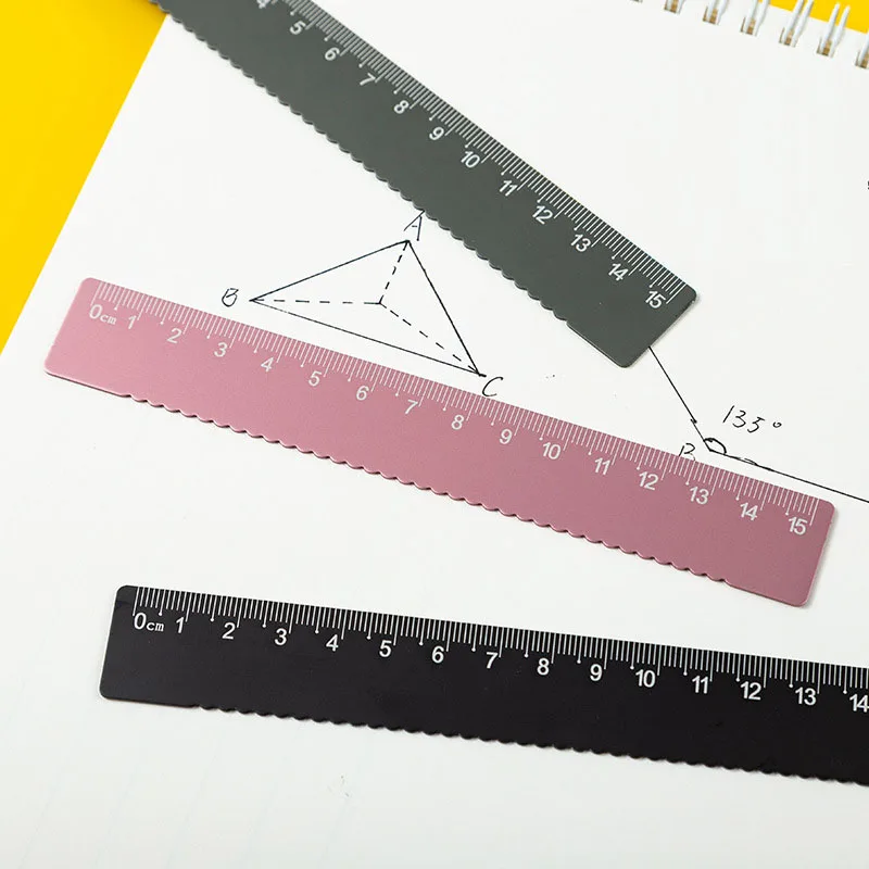 15cm Aluminum Ruler with Wavy Edge - Lightweight Metal Measuring Tool for Students, School & Office Supplies