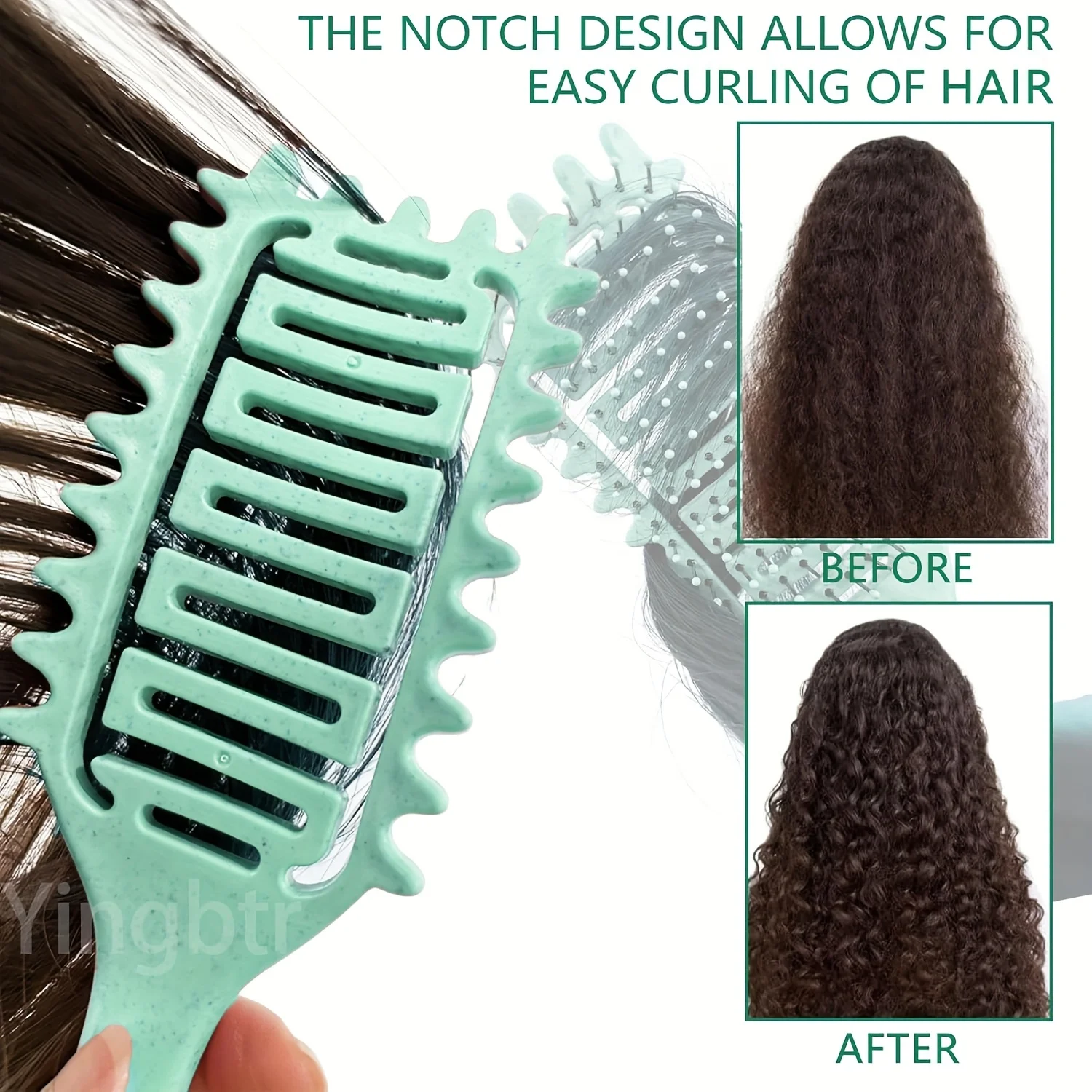 1Pc Curl Define Styling Brush Curling Comb Hair Massage Hairbrush for Salon Hairdressing Tools Reduces Pulling And Easy To Use