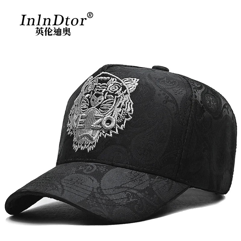 InlnDtor Tiger Head Embroidered High Top Cashew nut baseball cap Men\'s fashion casual hip hop hard top duck cap