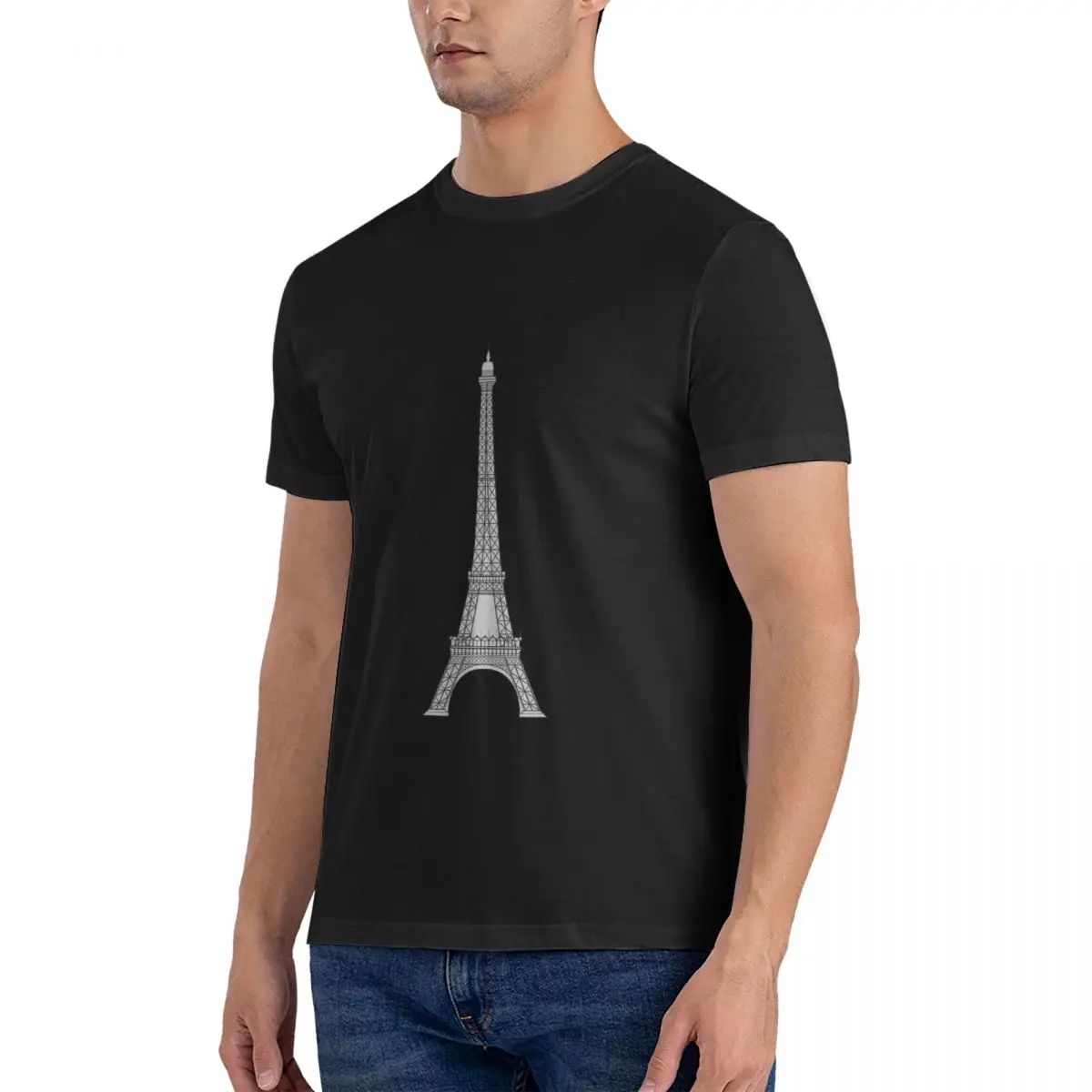 Men's Memorial Games T Shirt Eiffel Tower Cotton Tops Casual Short Sleeve Crewneck Tees Gift Idea T-Shirt