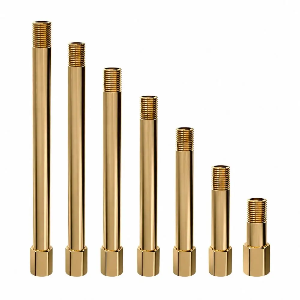 BSPT Thread Brass Extension Nipple 50mm-200mm Hex Head Design Threaded Fitting Connector 1/8