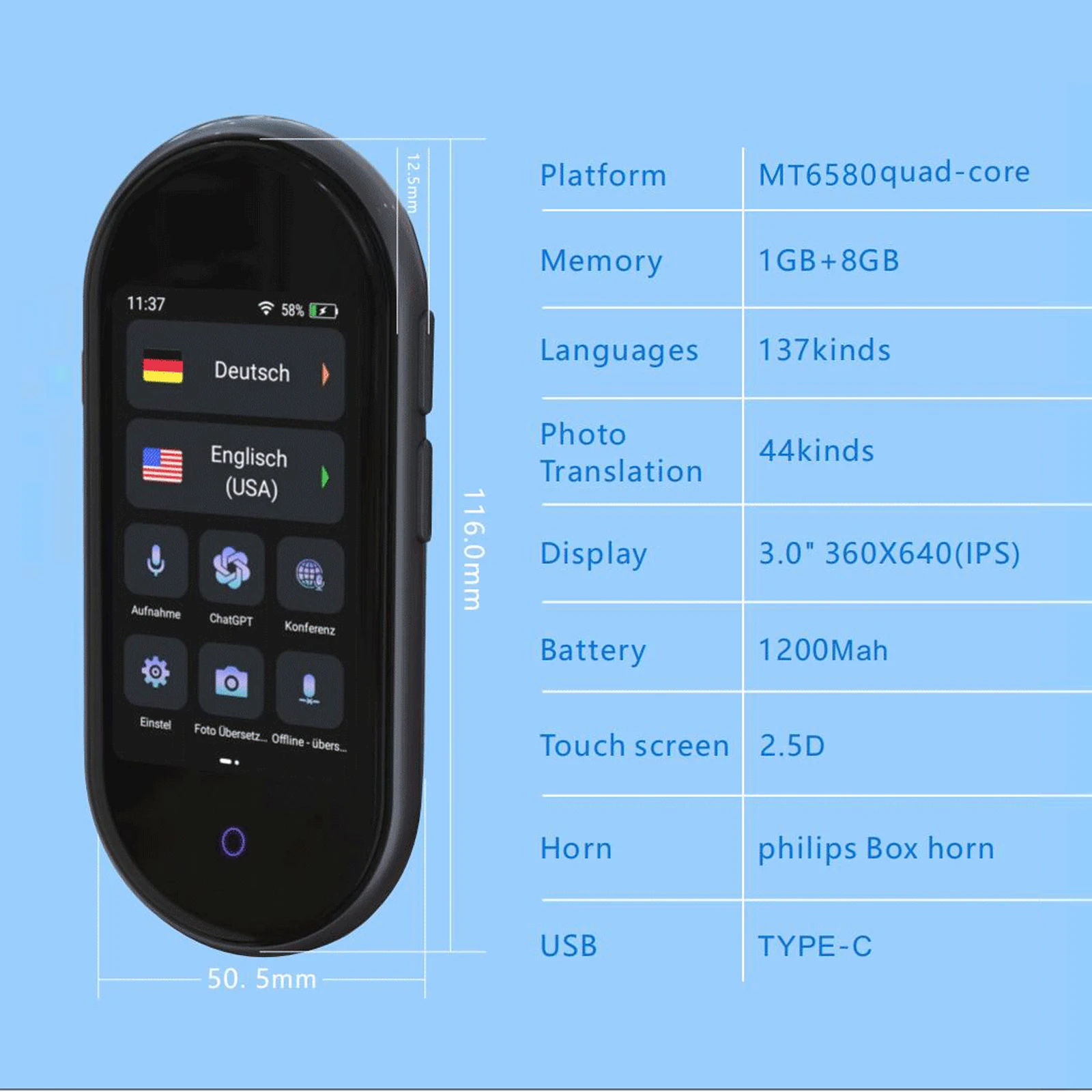 Newest 137 Language Online 16 Language Offline Smart Voice Translator Voice Text Photo Multi-function Automatic Translator