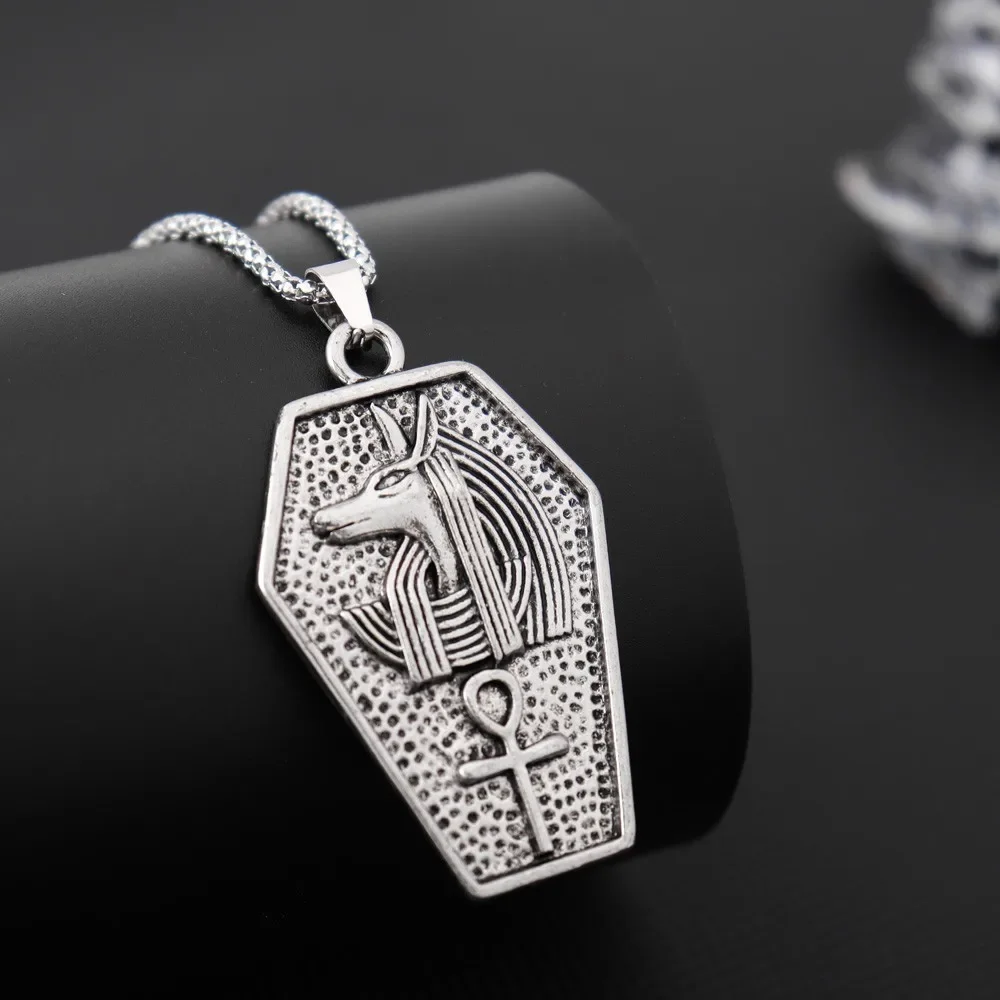 Anubis Life Signature Men's Retro Necklace Dog's Head Anka Cross Hip Hop Pendant Neck Chain Retro Cross Men's Pendant Jewelry