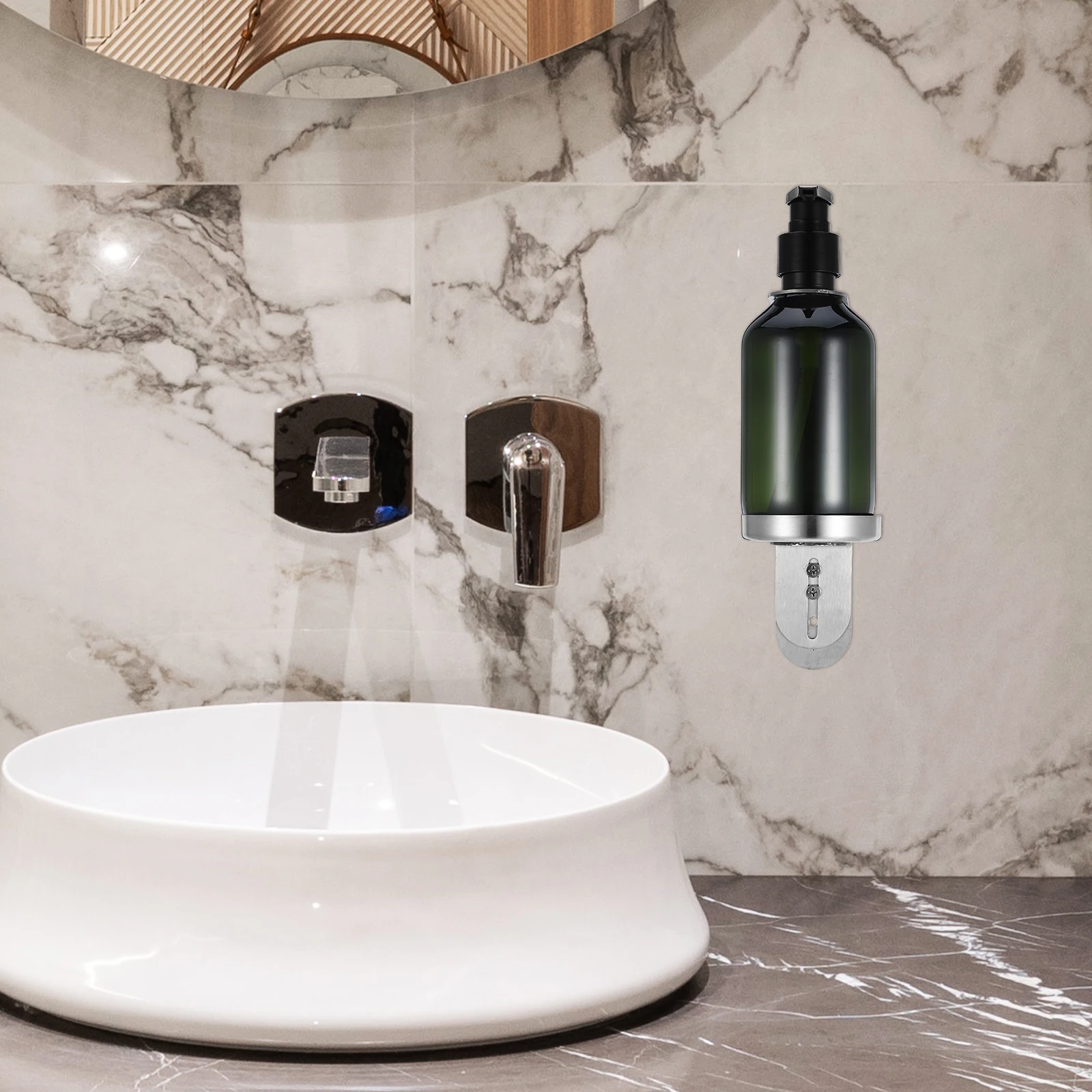 

1 set Stainless Steel Wall Mounted Large Capacity Shower Gel Pump for Bathroom Kitchen Space Saving Lotion Refillable