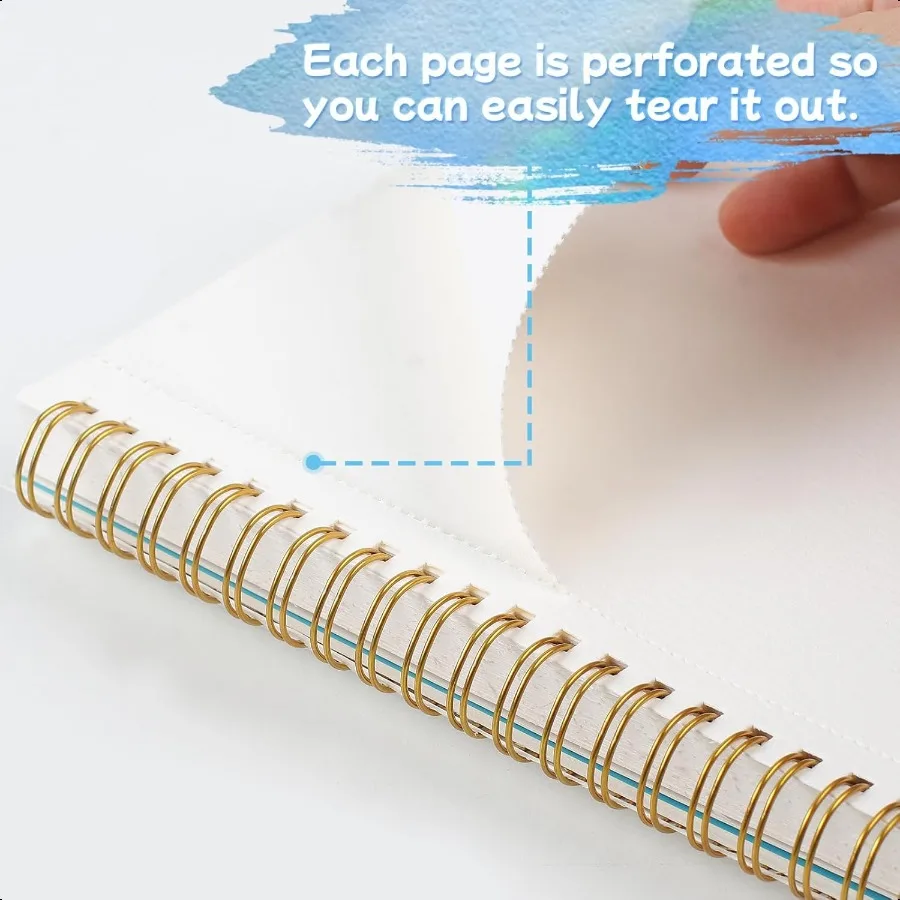 30 ورقة كراسة الرسم بالألوان المائية 5.5 × 8.5 بوصة ورق ألوان مائية بارد Pr 140lb 300gsm لوحة ألوان مائية حلزونية للبالغين Mi