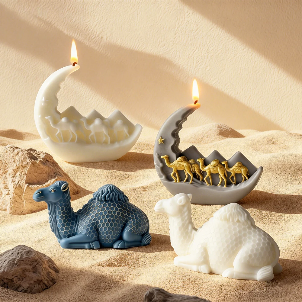 Ramadan 3D Desert Camel Silicone Mold Scented Candle Resin Soap Crafts Furniture Decorations