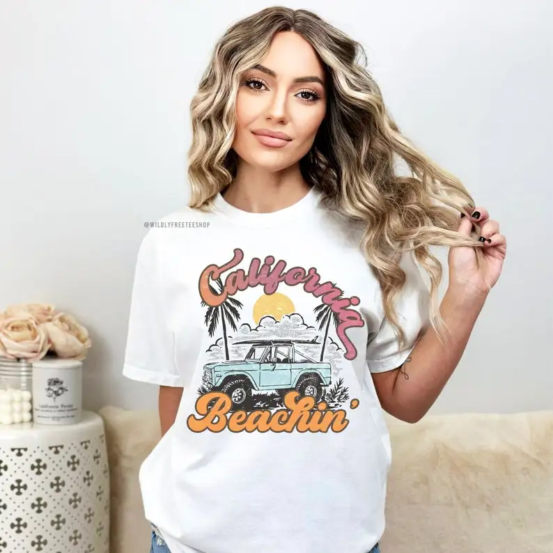 Retro California Beach  California T Trendy Ts Women Cali  Cute Ts Women Graphic Tees Woman Summer Tshirt