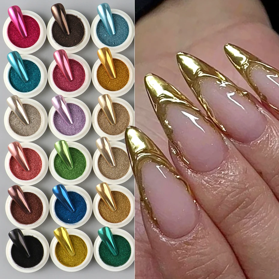 36 scatole di polvere per unghie metallizzata a specchio magico, splendidi decorazioni colorate per unghie cromate, pigmenti per unghie, decorazioni in polvere, set per manicure glitter Y2K
