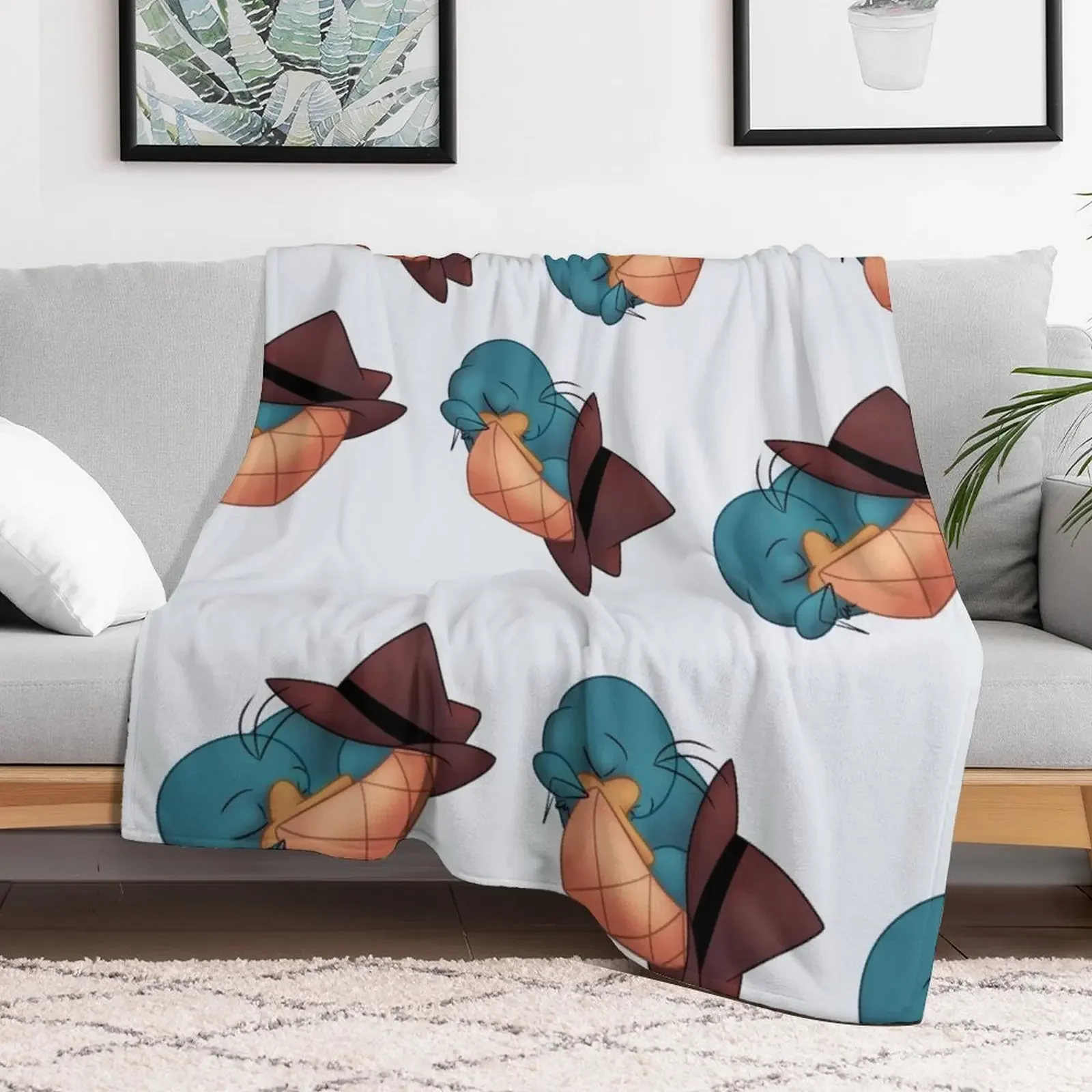 Sleeping Perry the Platypus Throw Blanket Plush Plaid on the sofa Designers Blankets