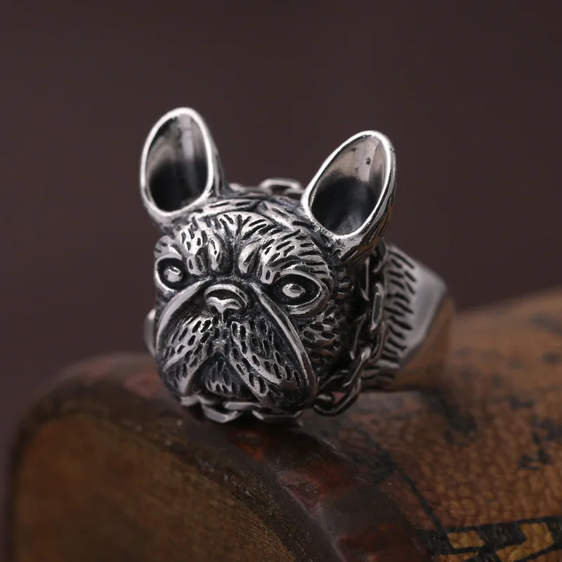 

S925 sterling silver jewelry creative tiger dog stylishmen's retro thai silver ring trendy index finger opening ring
