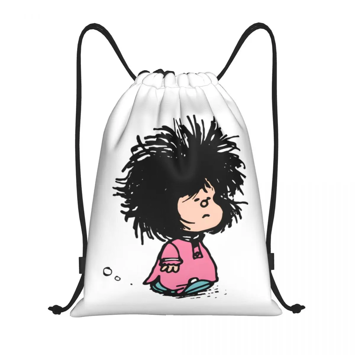 Humor Manga Mafalda Drawstring Backpack Sports Gym Bag for Men Women Quino Argentina Cartoon Shopping Sackpack