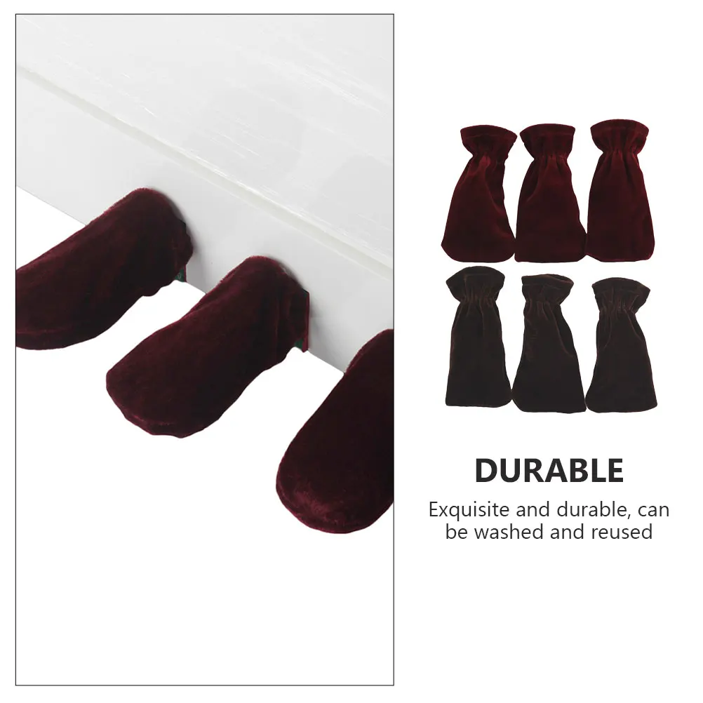 

6pcs Piano Pedal Covers Soft Velvet Reusable Compact Elastic Band Foot Sleeves Protective Accessories Keyboard Instrument Parts