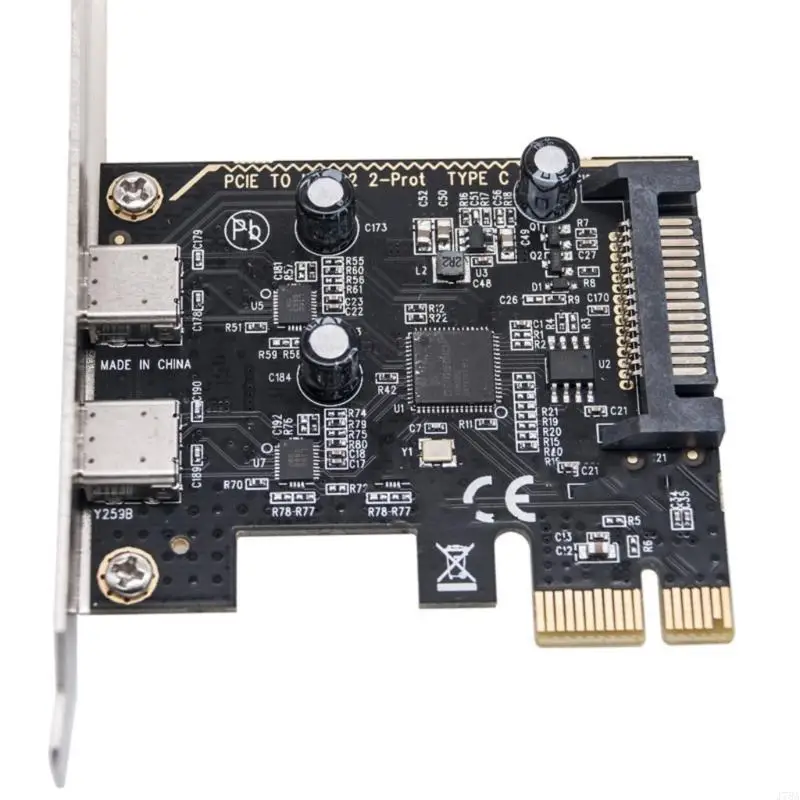 J78A PCIe GEN1 USB 3.2 Card ASM1042 Internal Expansion Card Controller 2 Port Type C