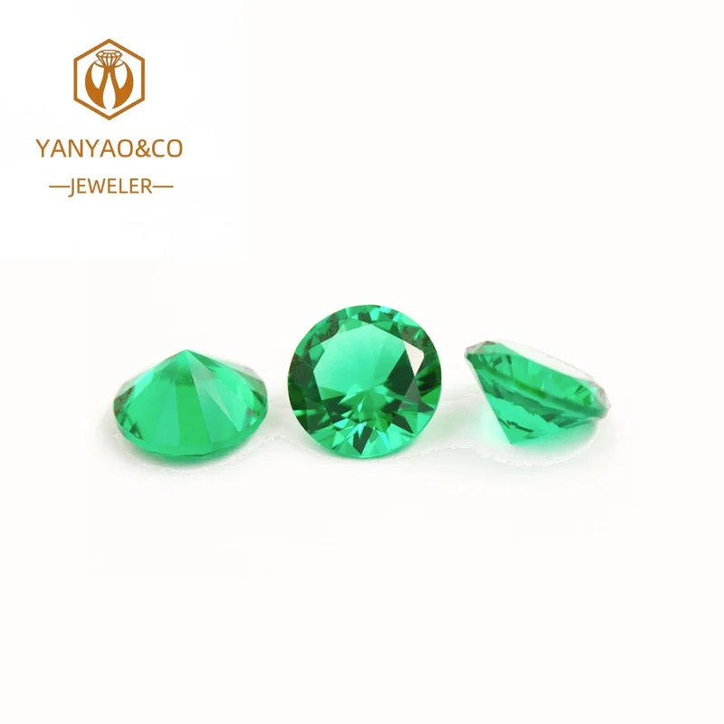 2024 New Arrival Size 5mm-10mm Round Lab Grown Tasvorite Green Gemstones for Ring Earrings Jewelry Making