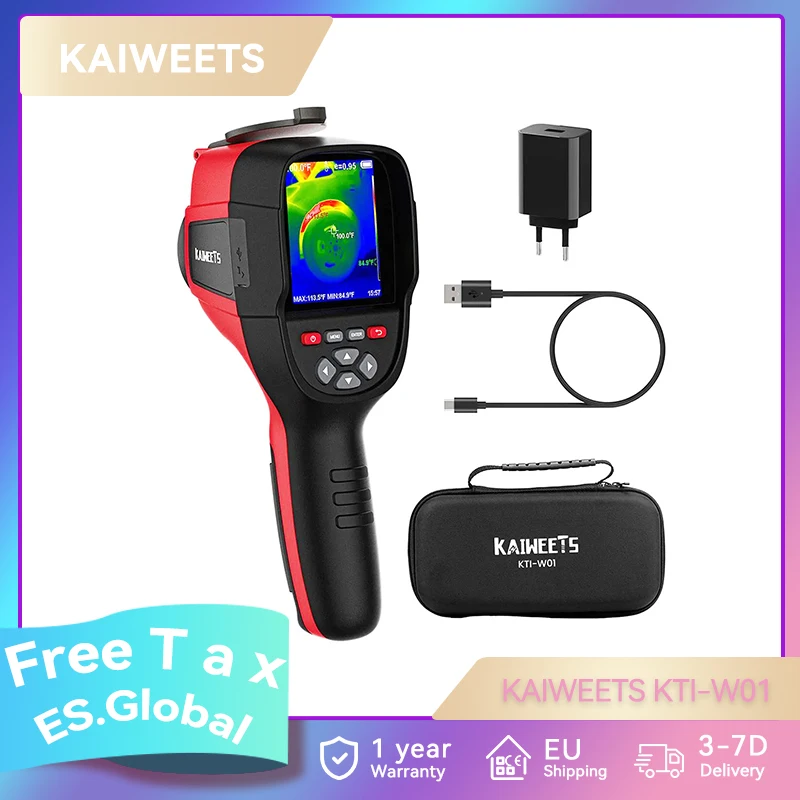 KAIWEETS KTI-W01 Thermal Imaging Camera, 256x192 IR Resolution, -4°F to 1022°F, 3500mAh Battery, IP54, Free PC Software Upgrade