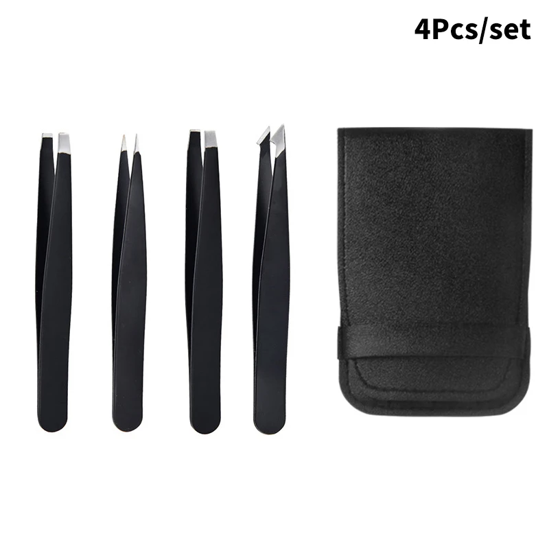 4 個のピンセットセットプロフェッショナルメイクアップツールステンレス鋼のピンセット眉毛用顔の毛や埋没毛の除去用