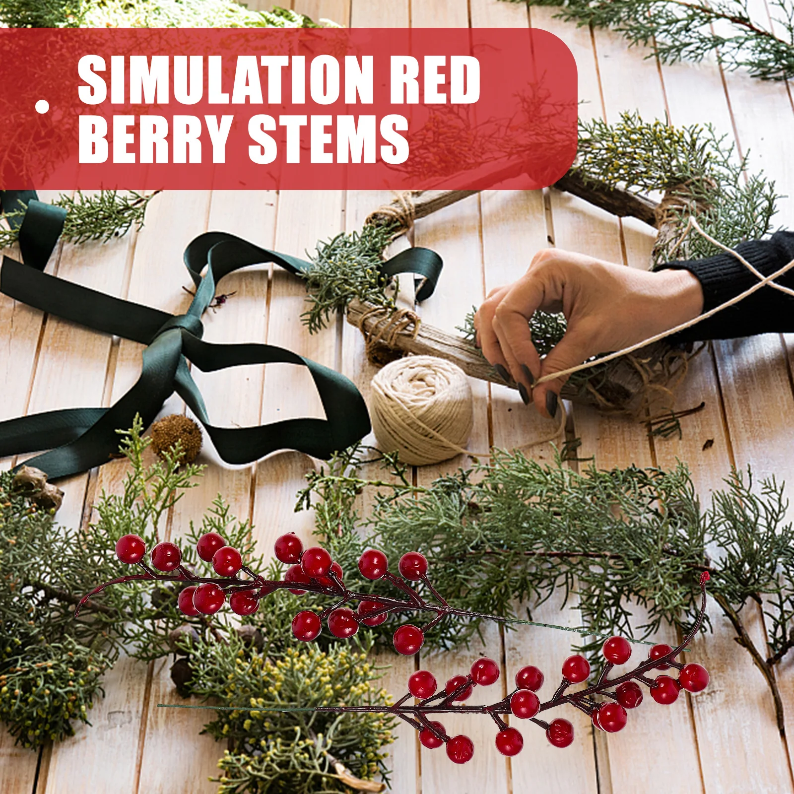 

12pcs Red Berry Decor Artificial Christmas Berry Stems For Christmas Decoration Diy Xmas Berries Picks Simulation Berries