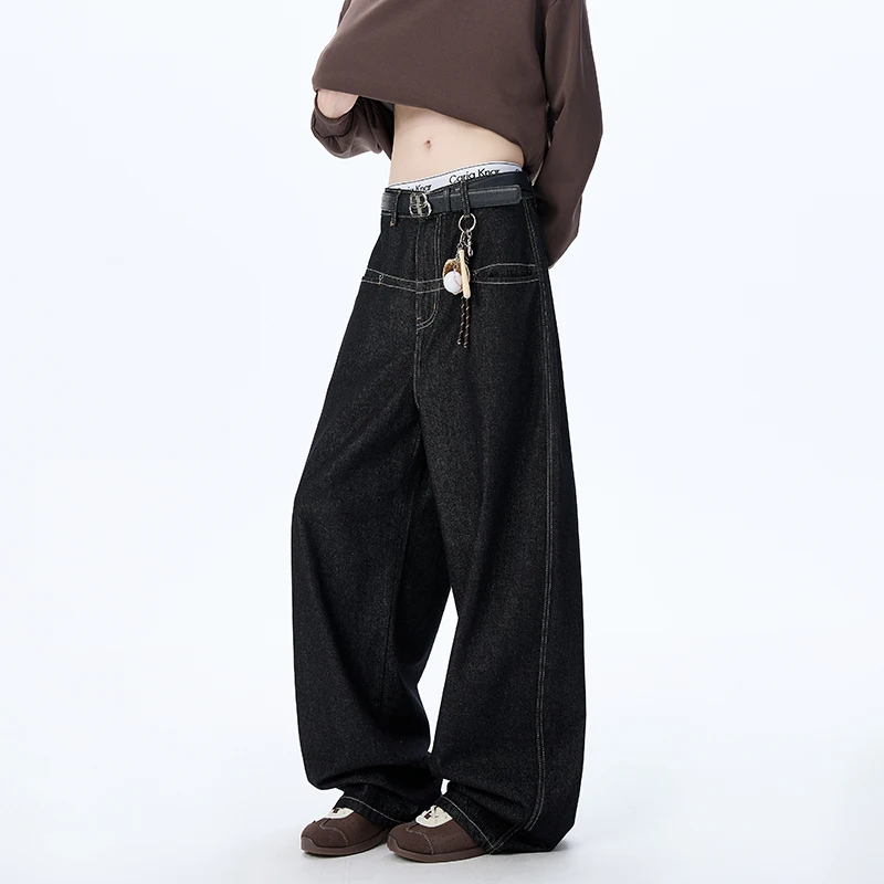 Korean Style Men's Jeans Washing Line Back Pocket Patchwork Curved Knife Pants All-match Male Denim Pants Simple