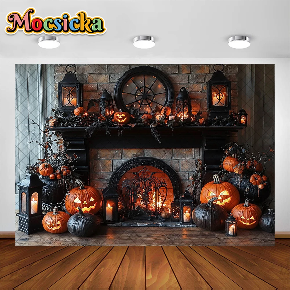 อุปกรณ์ตกแต่งรูปฟักทองพื้นหลังสำหรับถ่ายภาพวันฮาโลวีนฉากหลังสตูดิโอถ่ายภาพเทศกาลสำหรับเด็กอุปกรณ์ตกแต่งรูปฟักทองใบเมเปิล