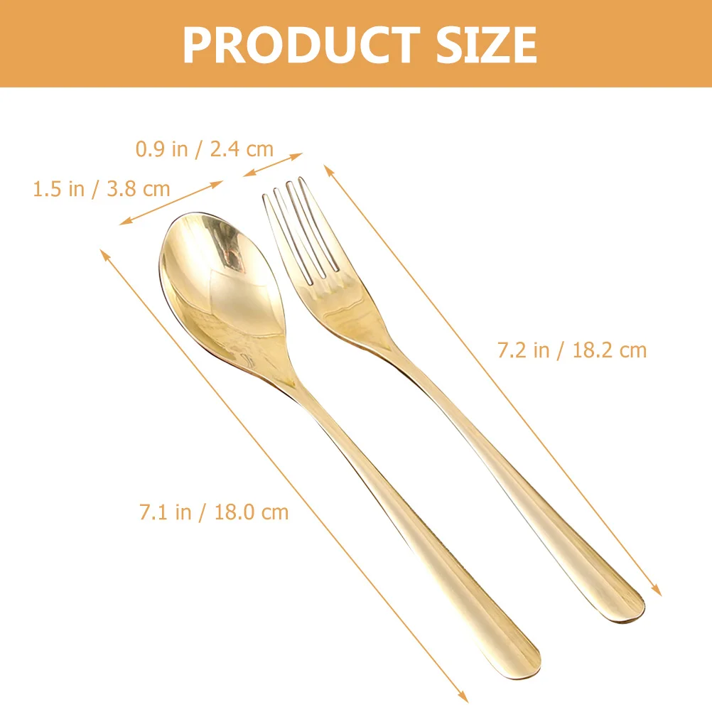 

1Set Exquisite Cutlery Set Brass Fork Spoon Kit Portable Flatware for Travel Picnic Wedding Party Dining Cutlery Kit