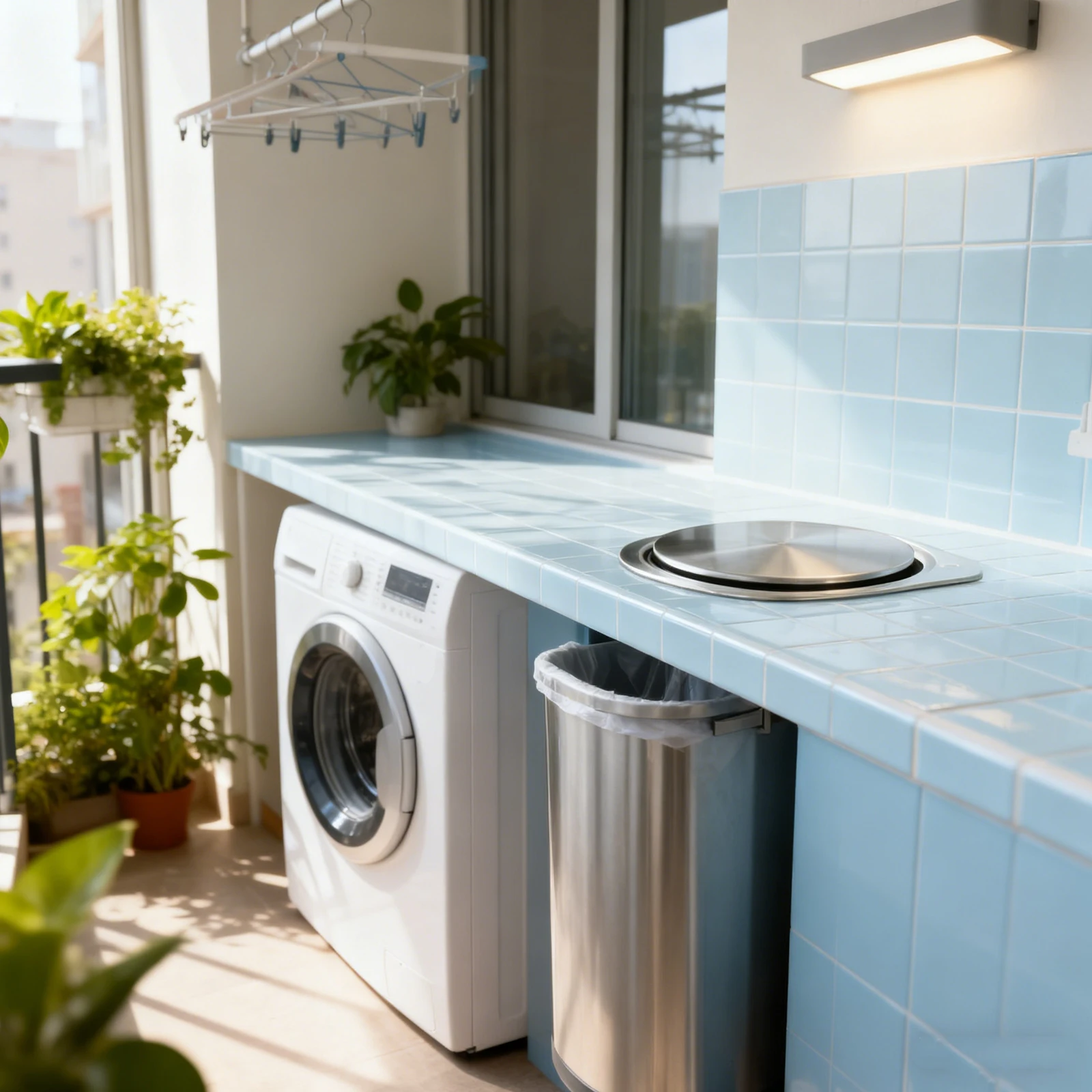 

Stainless Steel Recessed Trash Can Lid 15-16Cm Swing Lid Embedded Countertop Garbage Cover Built-in Kitchen Bathroom Waste Bin