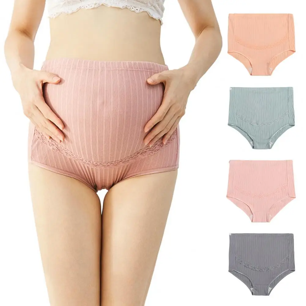 

Maternities Panties Cotton High Waist Belly Support Ribbed Breathable Plus Size Pregnant Women Underpants Female Underwear L-5XL