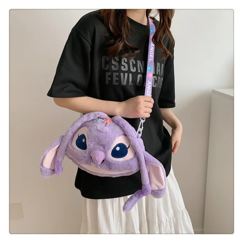 New Disney Cartoon Stitch Plush Cartoon Backpack Girls Cute Ins Shoulder Messenger Bag Parent-Child Gift