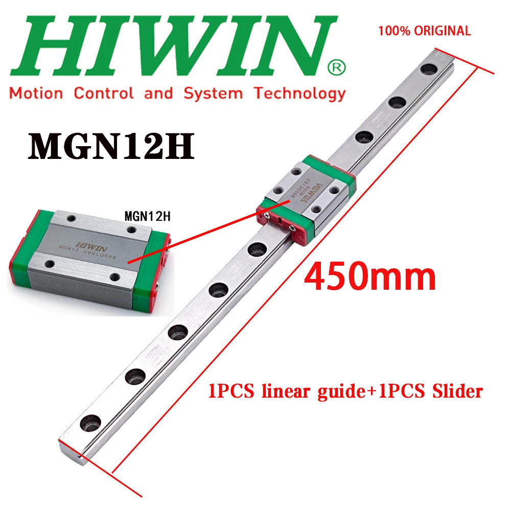 

Новая Оригинальная Подлинная линейная направляющая HIWIN MGN12 450 мм MGN12 линейная направляющая + MGN12H ползунок из легированной стали для 3D-принтера CNC