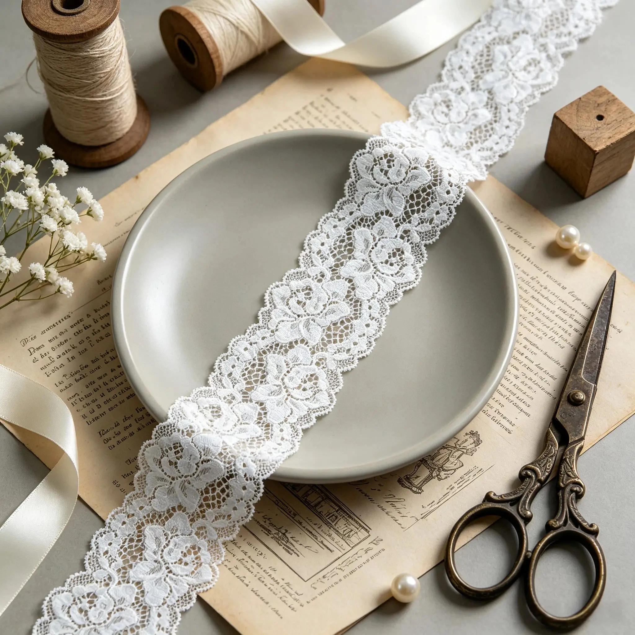 Retro embroidered lace ribbon, 2.4 inches wide, lace decorative craft, suitable for DIY embroidered bed skirt lace