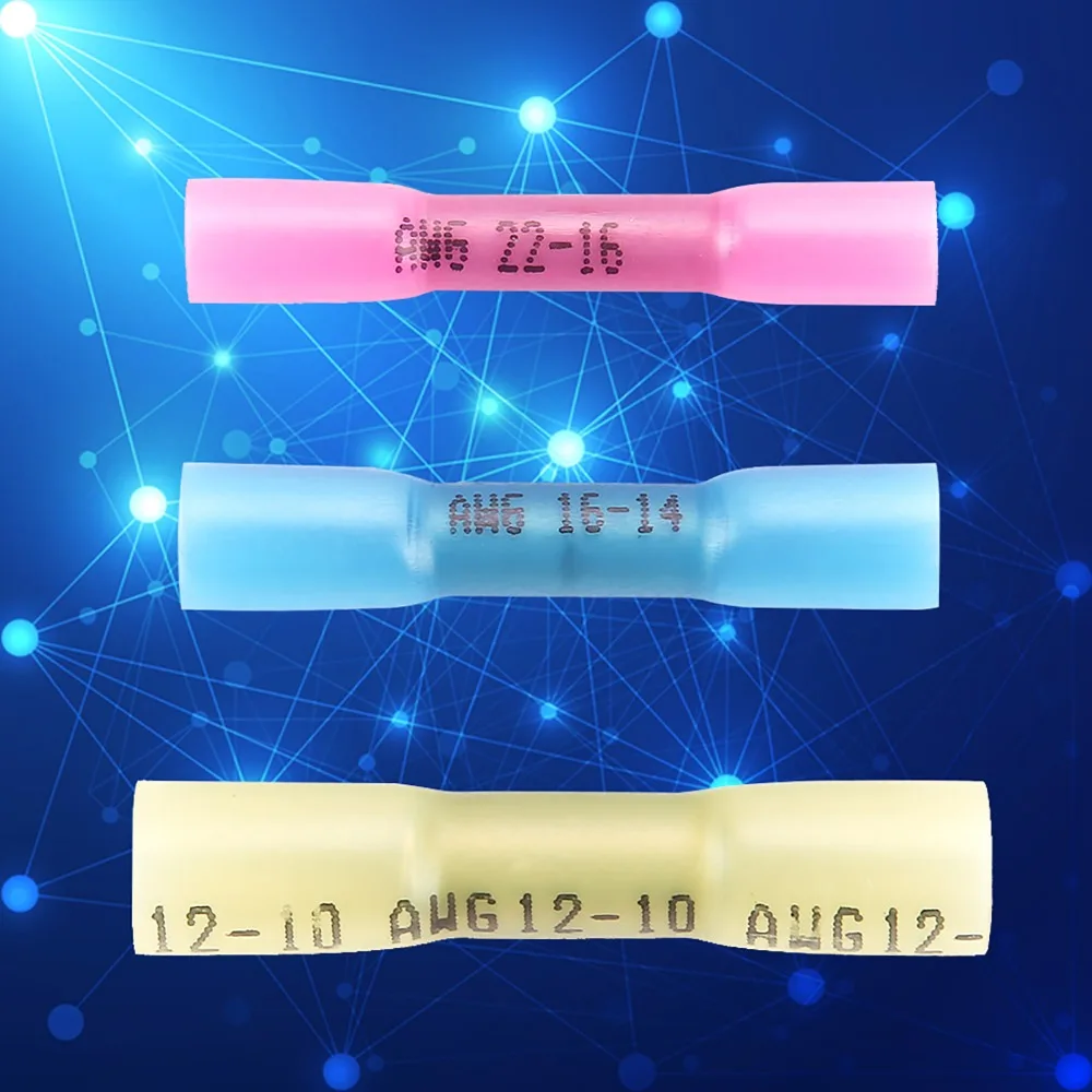 300 قطعة أحمر أزرق أصفر الحرارة يتقلص موصلات الأسلاك 22-16AWG / 16-14AWG / 12-10 AWG مقاوم للماء تجعيد محطات مجموعة متنوعة