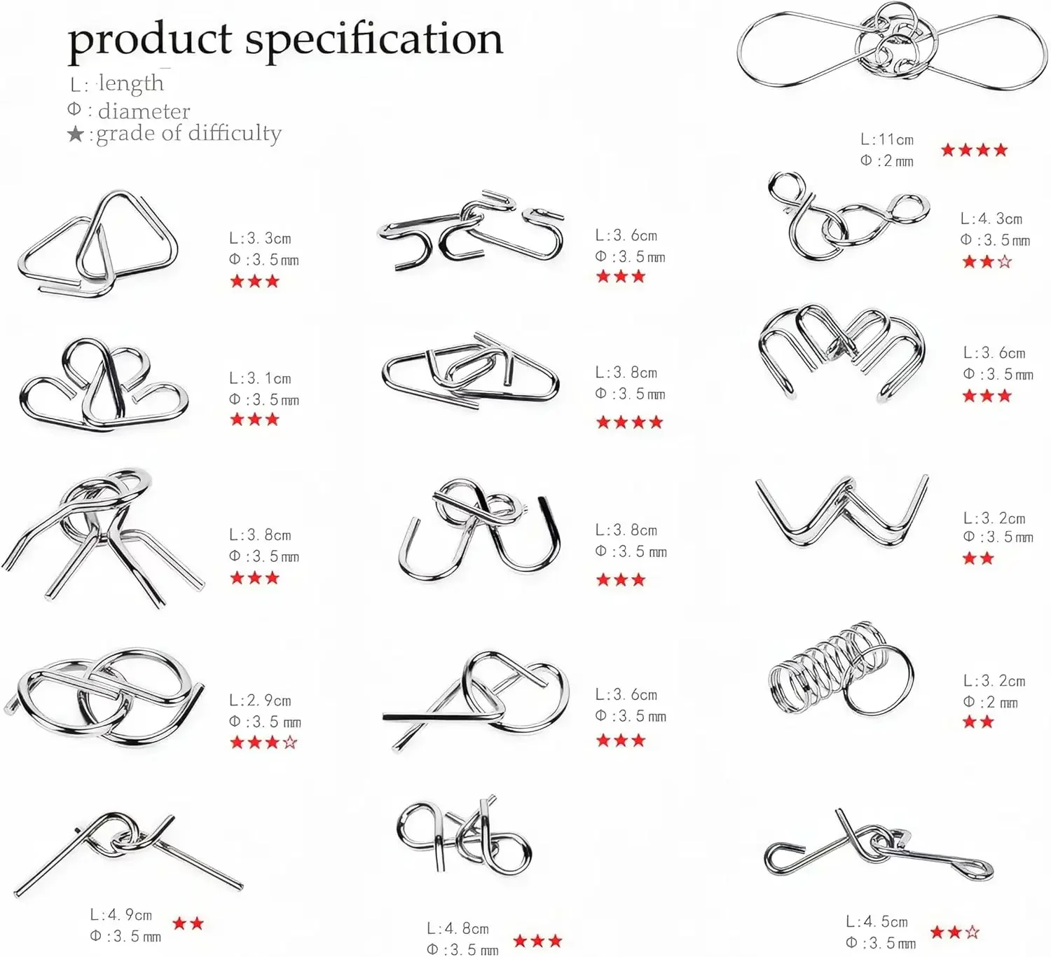 حلقات ألغاز فتح الذكاء الصينية كونغمينغ قفل لعبة دعابة الدماغ للأطفال والطلاب والكبار لعبة تطوير العقل #6