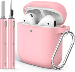 Airpods Case Cover 2&1(2019) with Cleaner Kit,Soft Silicone Protective Case for Apple AirPods 2nd/1st Generation Charging Case w