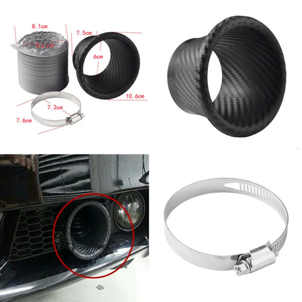 Practical Useful Turbo Air Intake pipe Set Car Carbon fiber style Front Funnel Kit Parts Replacement 108x108x70mm