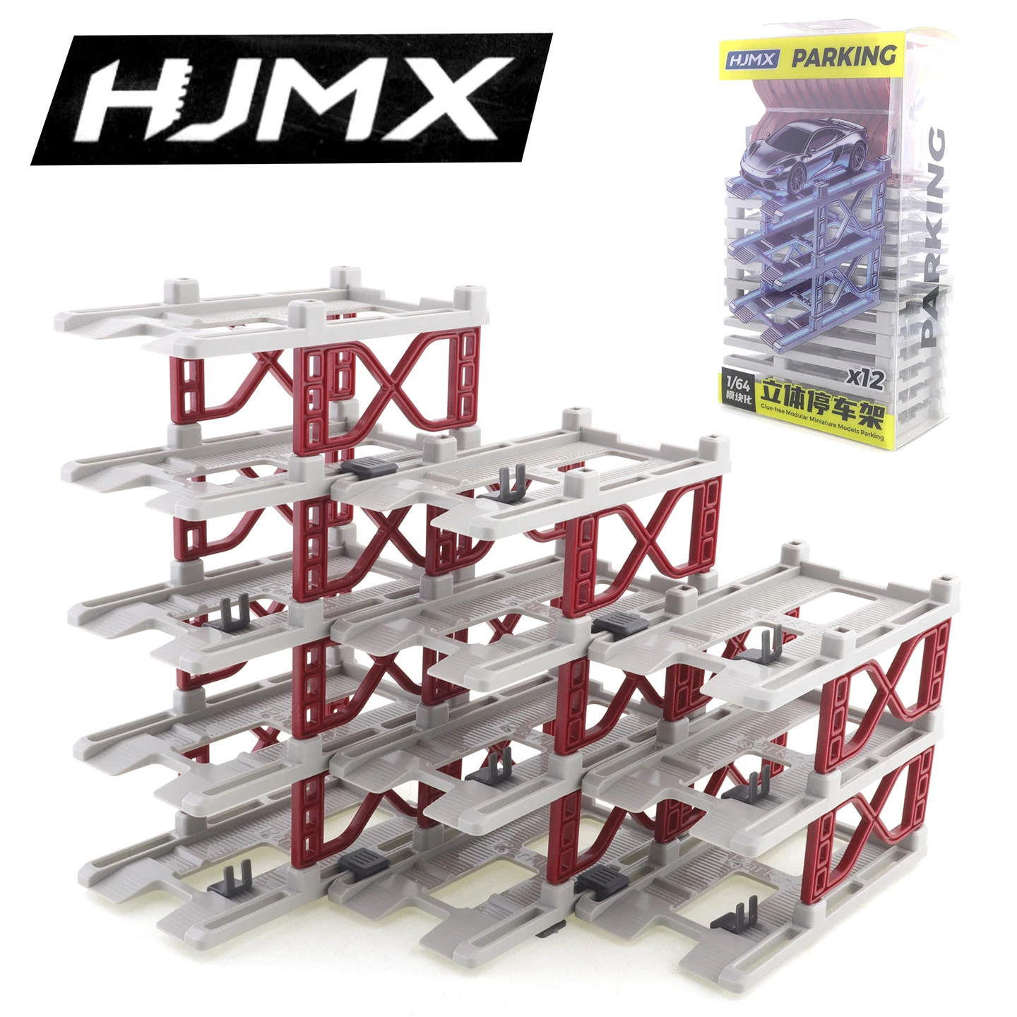 HJMX 1:64 Three-dimensional Assembly Parking Stand 12-layer Assembly Simple Parking Garage Building Model image 2