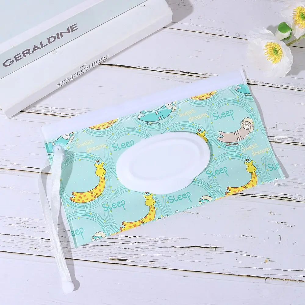 Fashion EVA Wet Wipes Bag Snap-Strap Reusable Cosmetic Pouch Portable Flip Cover Stroller Accessories Outdoor